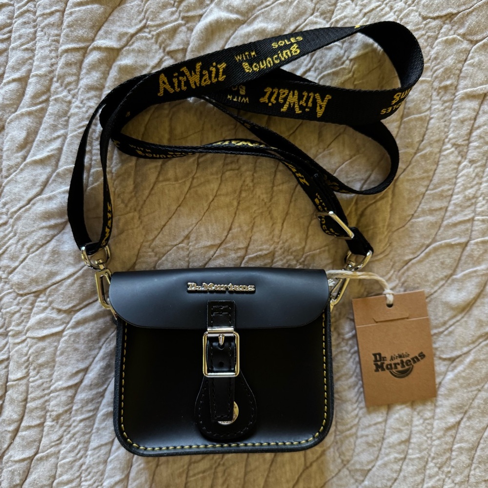 *NWT* Dr. Martens Black Leather Mini Buckle Crossbody Purse